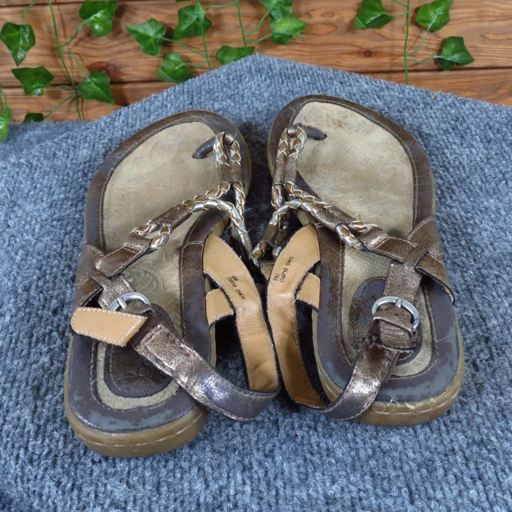 B.O.C. Kesia Women Sandal Size 9 Casual Comfort Bronze‎ Metallic Braided Thong
